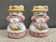 Ron Gordon Designs 1988 Ceramic Mother Cat Salt Pepper Shakers Hand Painted VGC