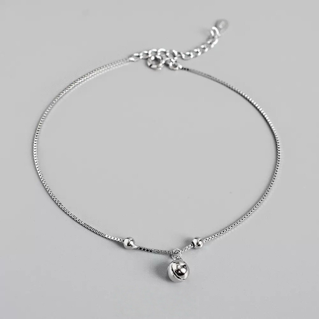 S925 Sterling Silver Minimalist Bell Anklet for Women Elegant Foot Jewelry