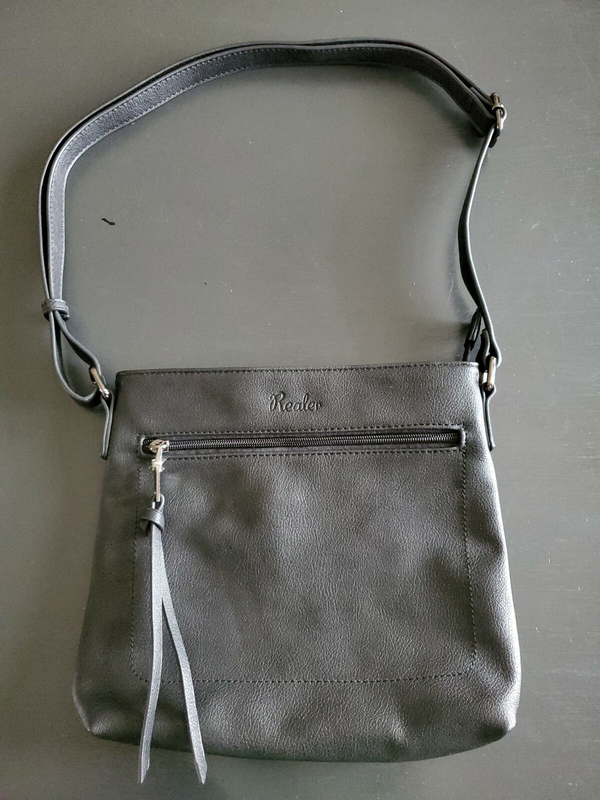 Realer Womens Crossbody Bag Purse Synthetic Black Leather NW