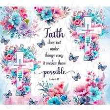20oz Skinny Tumbler Sublimation Transfer Print Faith Ready To Press