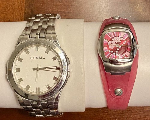 Lot Pair Of FOSSIL Watches Ladies Mens 