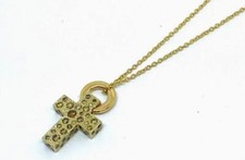Collana con ciondolo croce Pomellato diamante marrone oro bianco giallo 18 kt 16,9"