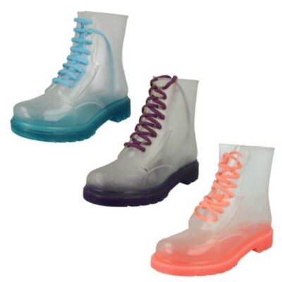 Damen Spot On F5R0087 Transparent Jelly Stiefel