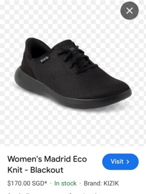 Kizik Madrid Eco Knit Black Shoe Men's Size Wide Women's size
