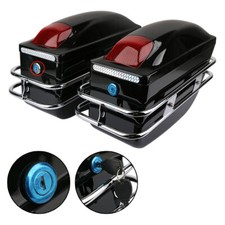 Pair Saddlebags Luggage Tank Side Box Motorcycle Hard Case For Harley Davidson