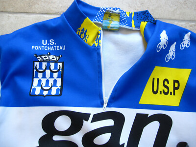 Maillot Cycliste Vintage USP Pontchateau Gan – Longue, Taille S, Années 90