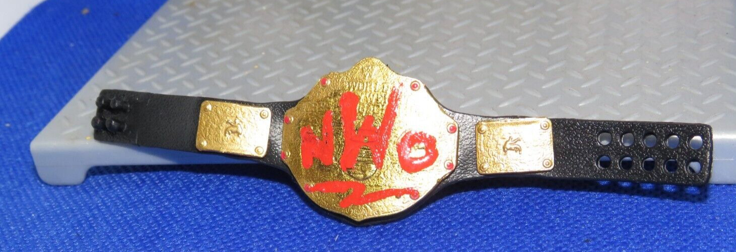 WWE MATTEL ELITE CUSTOM NWO WOLF PACK WCW WORLD TITLE BELT ACTION FIGURE SIZE