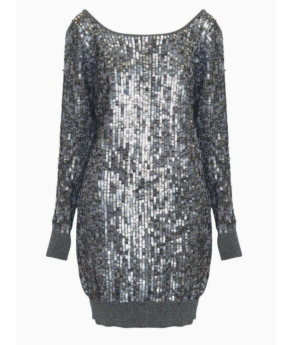 sweater dress with sequins Women's Nina Leonard Sequins Sweater Dress, Size: XL, Black