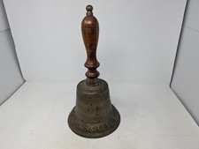Large Vintage Brass Captain's Bell w/ Wood Handle Made in India &ndash; Nautical (UR)