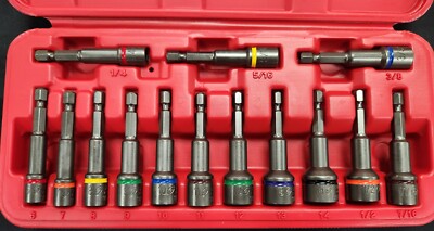 QTY 1 NEW SUNEX TOOLS 9933 IMPACT READY 14PC MAGNETIC NUT SETTERS SET (SAE/MM)