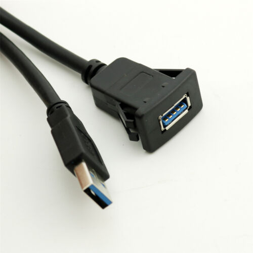 USB 3.0 A Male to Female Flush Panel Mount Cable for Car Motorcycle Dashboard 2m - Picture 3 of 5