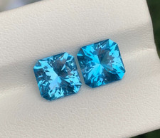 5.95 Carats Incredible Faceted Swiss Blue Topaz Pairs
