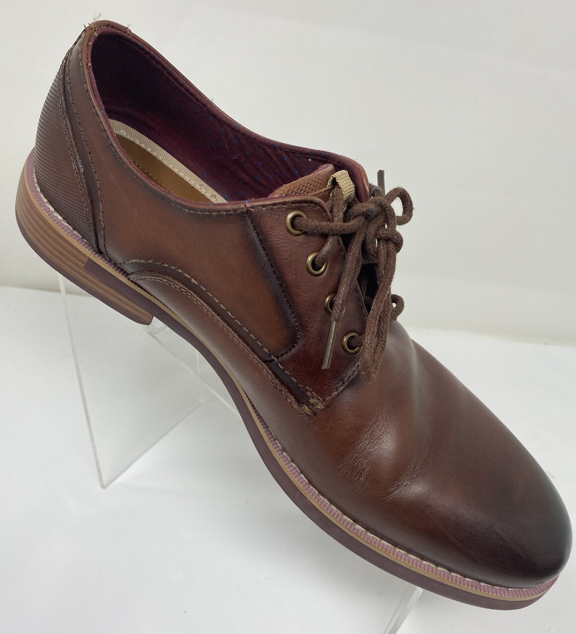 SAOLA Scarpe uomo Oxford Aston grigio pelle onigonia marrone taglia 10 plantare peluche