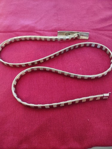Vintage Silver Stretch BELT Snake Coil Disco Skinny Mesh Textured RETRO 35"-43" - Picture 6 of 8