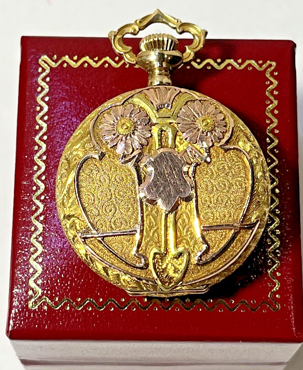 Elgin 14k Tri Color Gold lady Pocket Watch Art Nouveau 1900s