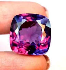 10 Ct Certified Natural Bi- Color Changing Sapphire Cushion Cut Loose Gemstone