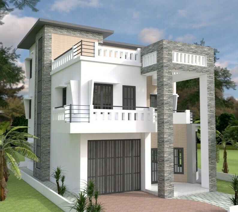 Plano de la casa 9x14,5 metros 30x47 pies 4 camas 5 baños terraza techo (copi...