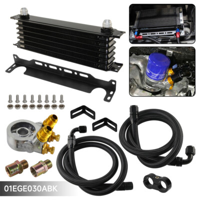 7 Reihen Motor Trust Ölkühler mit / Thermostat Ölfilter Adapter Kit +Halterung