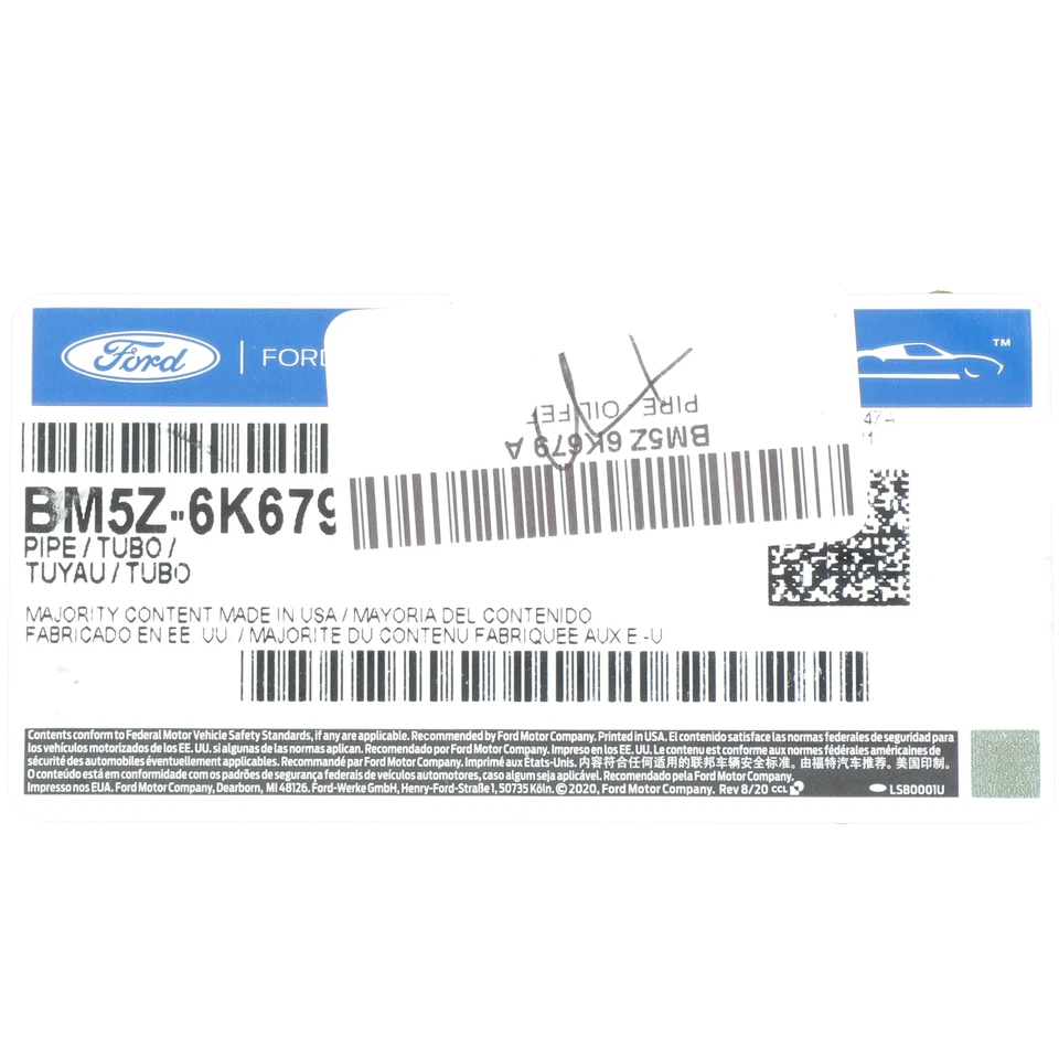 Nuevo conjunto de tubo de alimentación de aceite turbocompresor Fiesta OEM Ford 2013-2019 BM5Z-6K679-A Foto 4 de 4