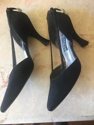 black evening pumps with rhinestones