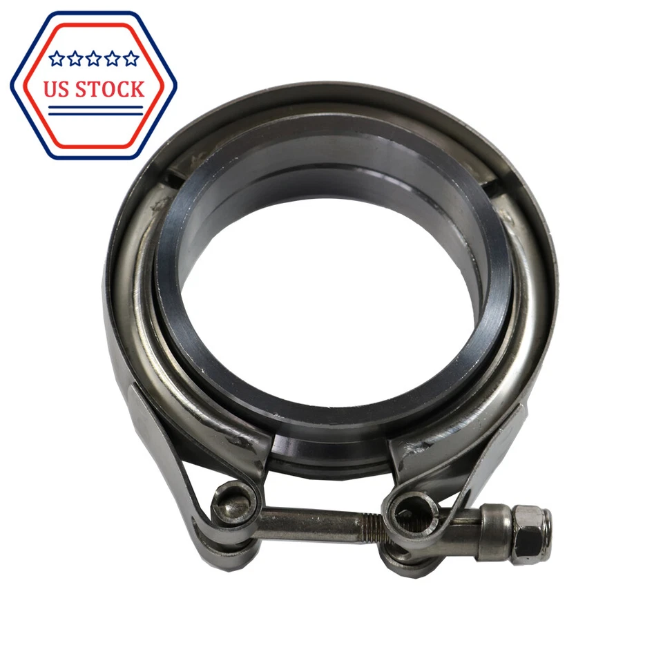 Kit de brida y abrazadera de banda en V de 2,5" de 4 piezas de acero inoxidable para tubos de escape turbo Foto 2 de 4