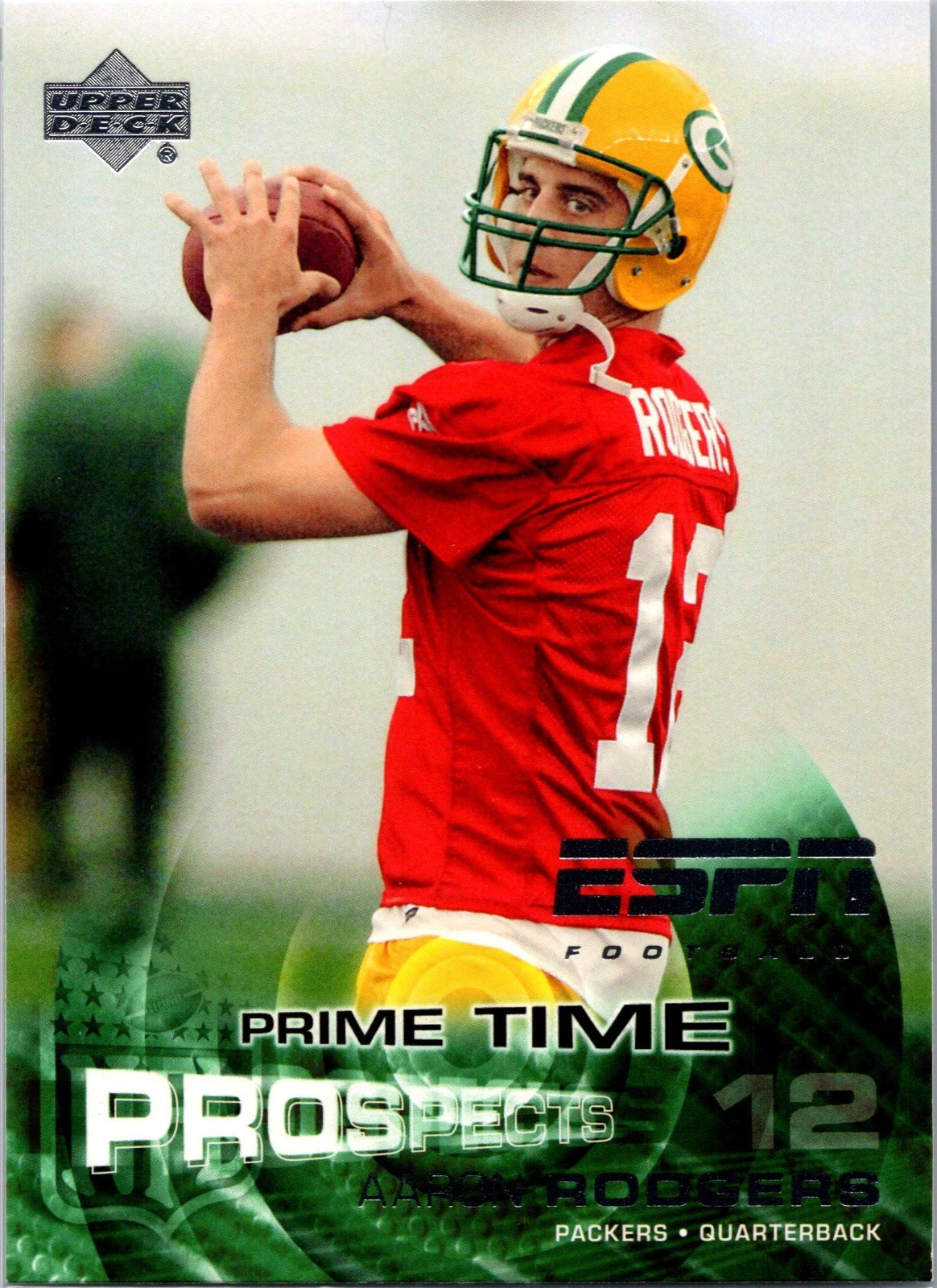 2005 Upper Deck ESPN Aaron Rodgers #101 Rookie RC Prime Time Prospects Packers