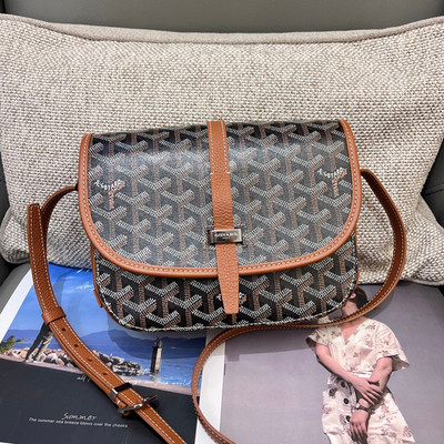 Goyard Belvedere Canvas PM Shoulder Crossbody Black Brown Silver Women Classic