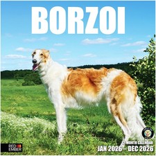 RED EMBER Borzoi 2026 Wall Calendar 12 Month | 12" x New 2026, 10 - 