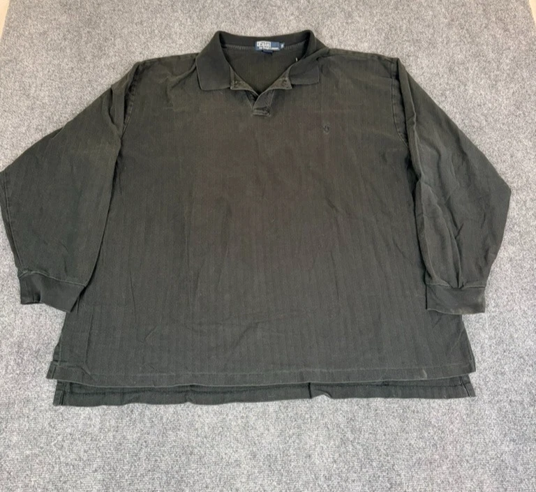 VINTAGE 90's Polo Ralph Lauren Polo Shirt Men Black Long Sleeve