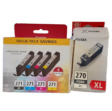 Genuine Canon 271 Multi Color & Single Black 270 XL Ink Cartridges Pack Lot