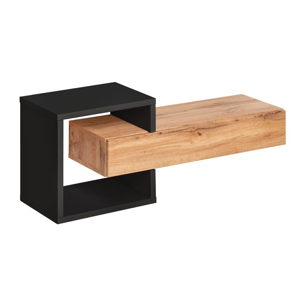Étagère murale Easy 100cm noir mat avec tiroir de rangement suspendu