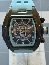 IceTime IT24 Sky Blue 45mm Skeletonized 8 Diamonds (0.10 ct.) Mens Watch 