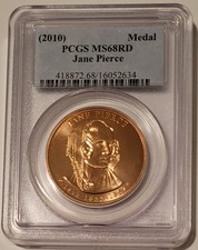 2010 Jane Pierce First Spouse Bronze Medal MS68 RED PCGS