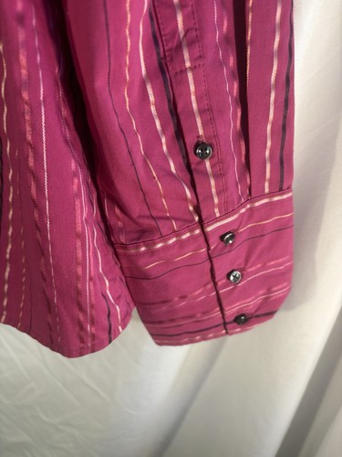 Merona XXL Long Sleeve Collared Pink W/ Stripe Button Up Shirt - Picture 5 of 8