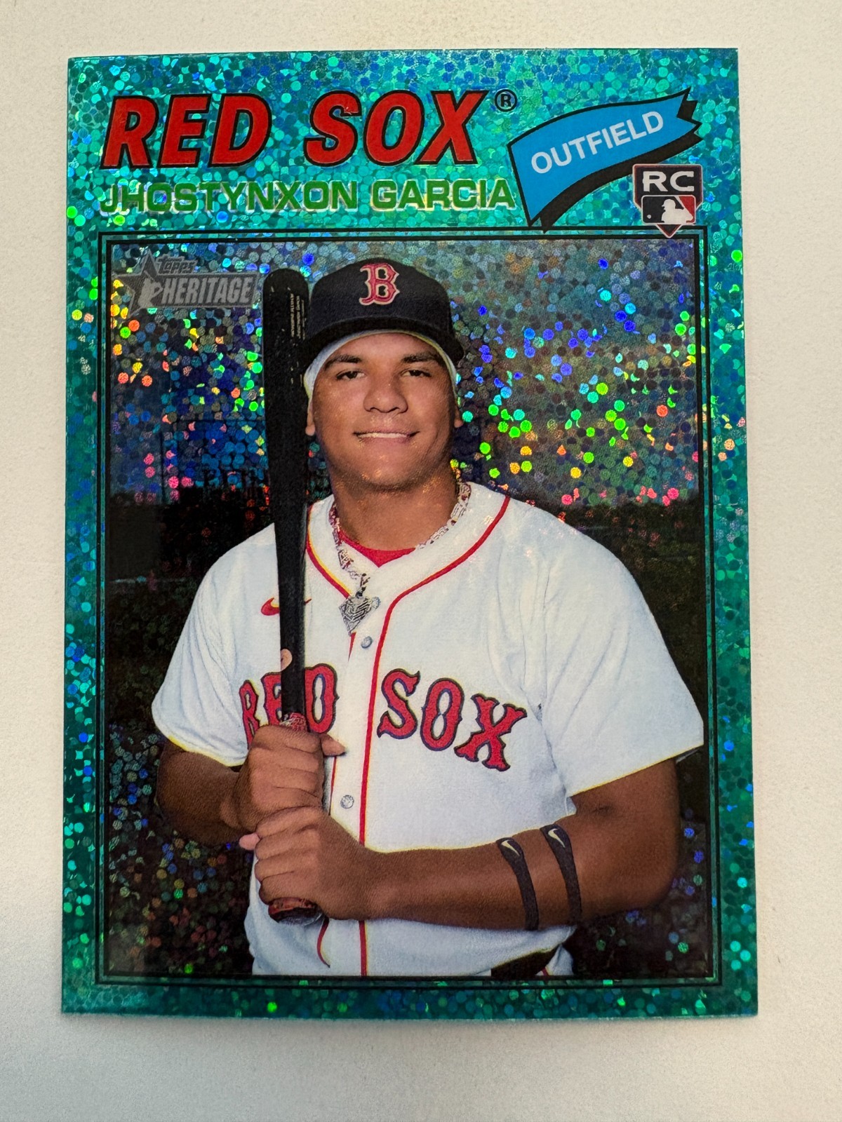 2026 Topps Heritage Chrome Aqua Sparkle Refractor Jhostynxon Garcia (RC) #112