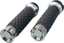 KHROME WERKS Klassic Grips - Fits Custom Contour - Diamond - Chrome 500305