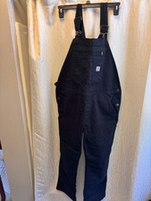 Carhartt Women  s Rugged Flex  Loose Fit Twill Bib Overall Size Large 12-14 Short