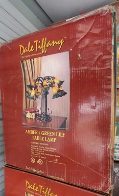 Dale Tiffany Amber/Green Lily Table Lamp - Excellent Condition! Free Shipping!
