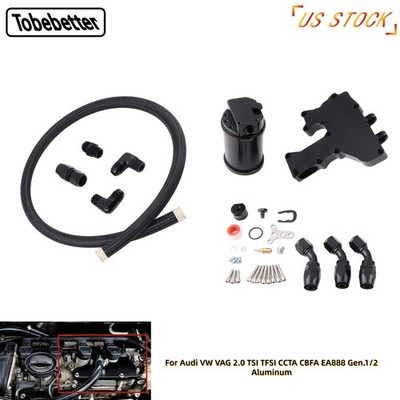 Aluminum Oil Catch Can Kit For VW Audi 2.0 TSI TFSI EA888 Gen.1/2CCTA CBFA Black