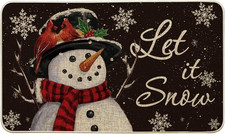 Christmas Decoration Black Snowman Let It Snow Snowflake Non Slip Doormat 17X29"
