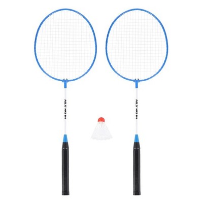 NILS Badminton Set 2 Schläger+Federball Stahl Racket Set Anfänger Farbe zufällig