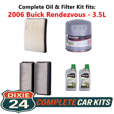 Fits: 2006 Buick Rendezvous 3.5L Complete Air, Oil & Cabin Filter Kit (5W-30)