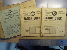 THREE 1953-54 RATIONS BOOK IN ORIGINAL FOLDER ,PLUS 3 IDENTITY CARDS