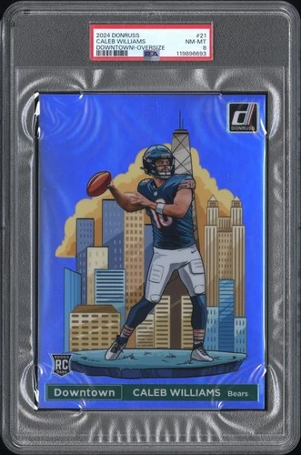 Caleb Williams 2024 Panini Donruss Downtown! #21 Oversize SP PSA 8 Rookie
