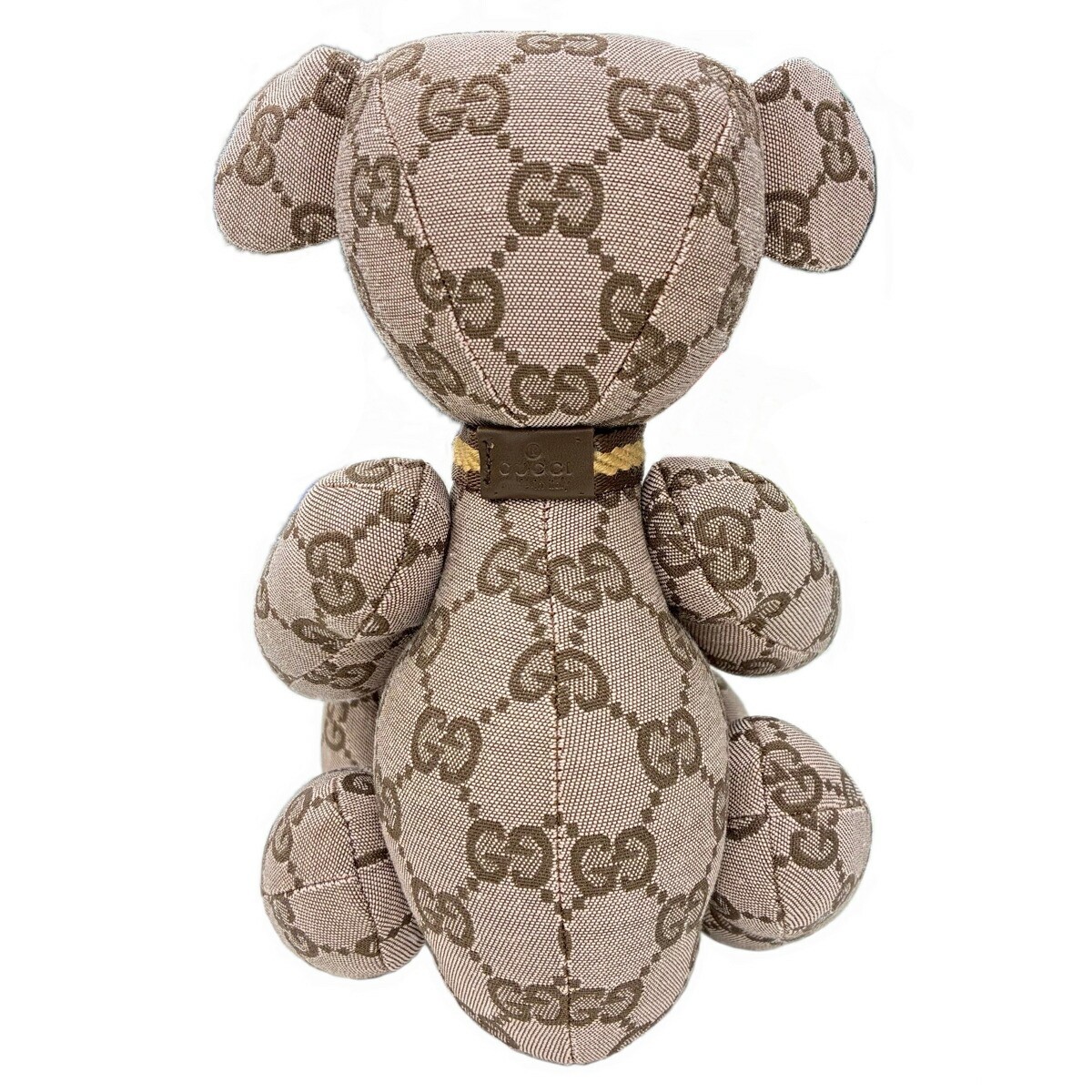 GUCCI GG Pattern Monogram Teddy Bear Beige Canvas Plush Doll With