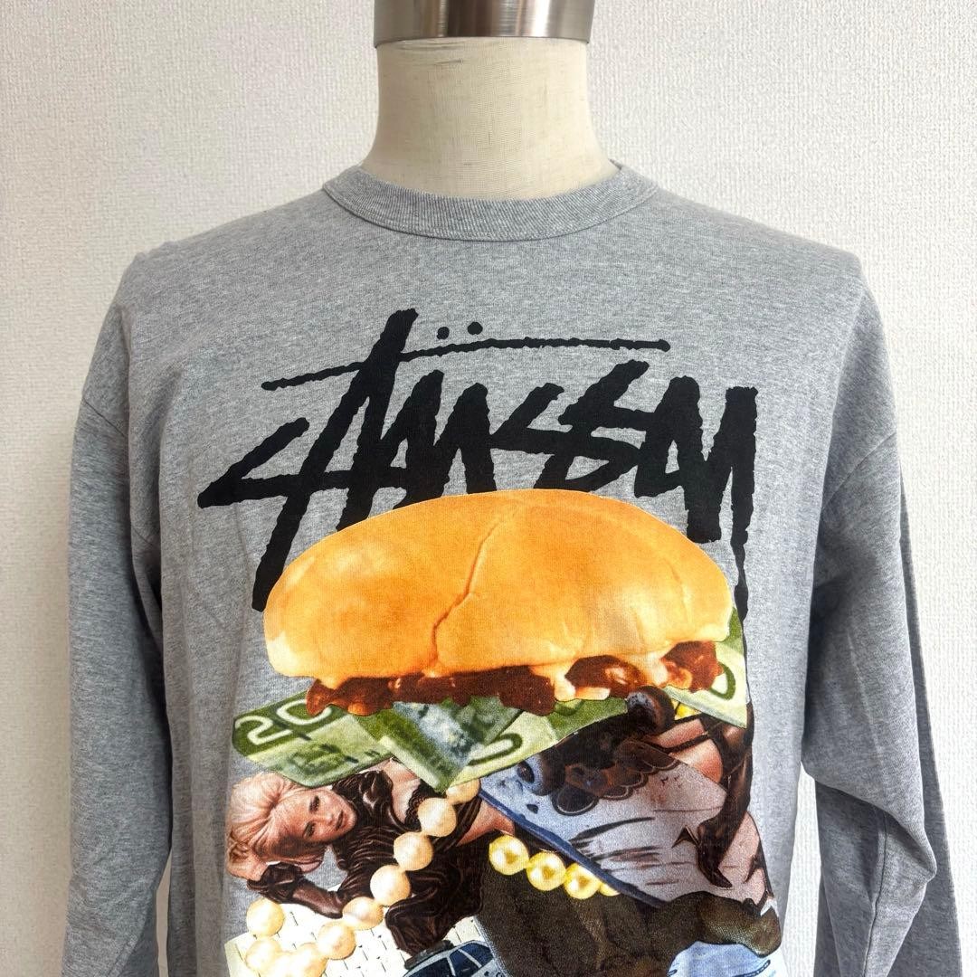 Stussy Burger Graphic Long T 2010s L Gray thumbnail 7