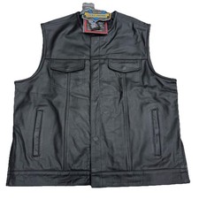 Motorcycle Vest Home Black Leather Concealed Carry Biker Club Vest Mens XL NWT