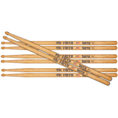 Vic Firth 7AT Terra Series Drumsticks 4-Pair Value Pack, Wood Tip