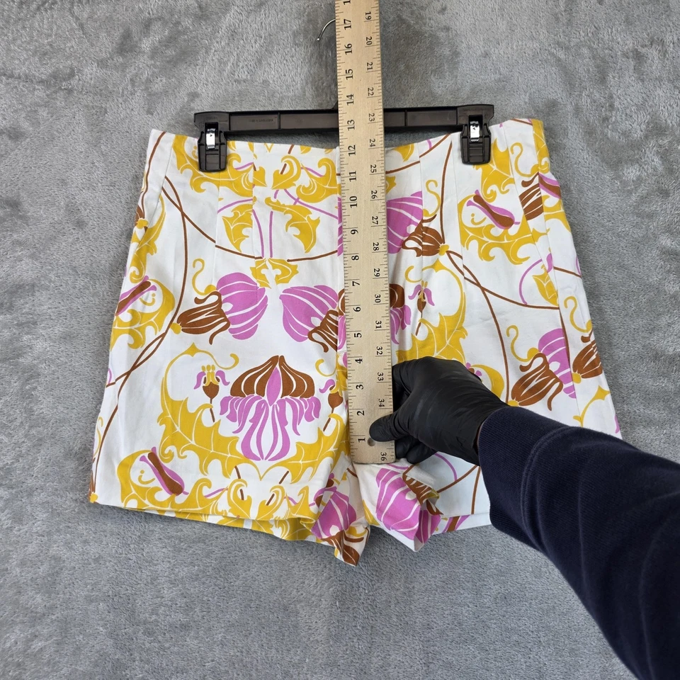Pantalones Cortos Zara Mujer Grandes Blanco Rosa Amarillo Barroco Estampado Floral A Medida Verano Foto 4 de 4