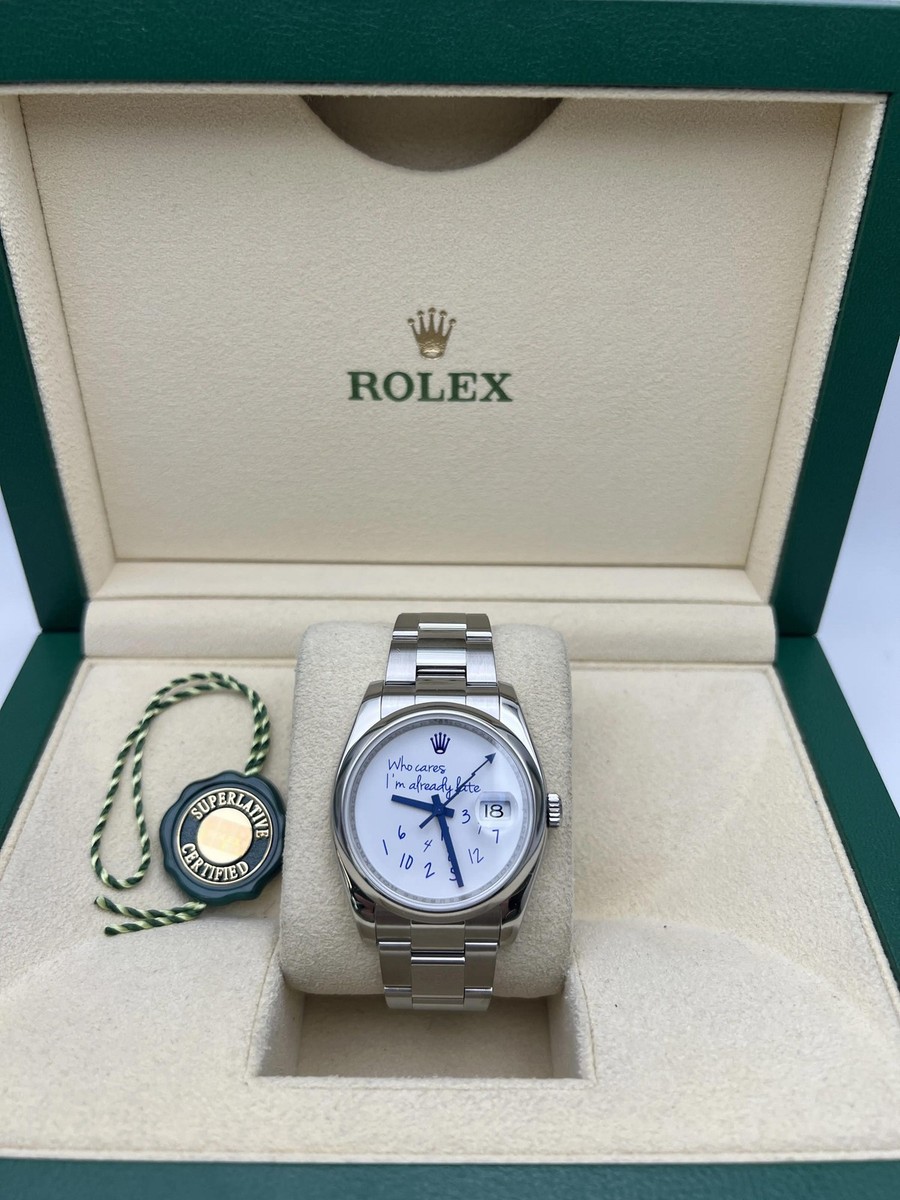 Rolex Datejust 36mm 116200 Custom Who Cares I'm Already Late Blue